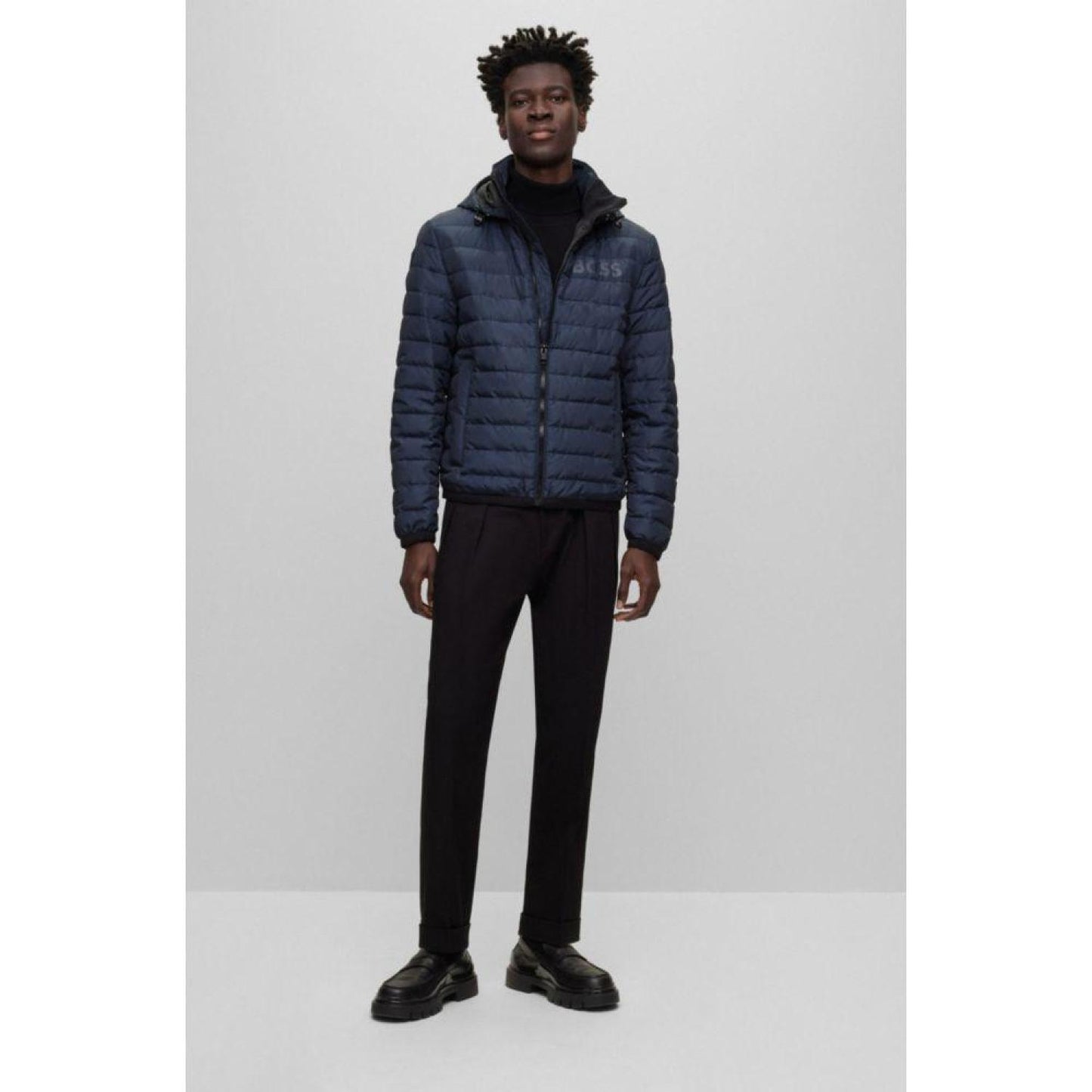 Water-repellent padded jacket with tonal logo