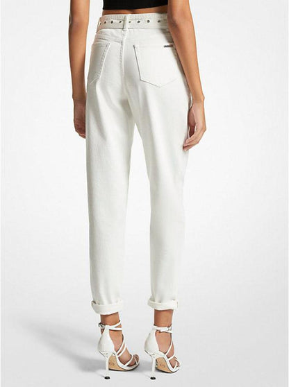 Stretch Denim Belted Jeans