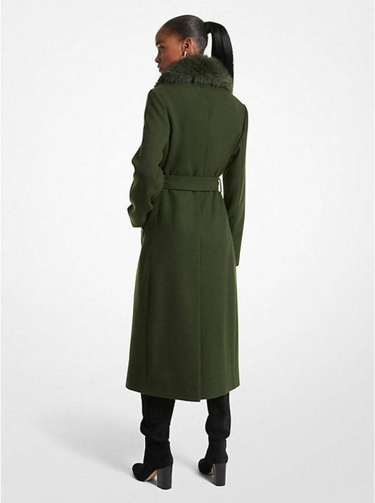 Faux Fur Trim Wool Blend Coat