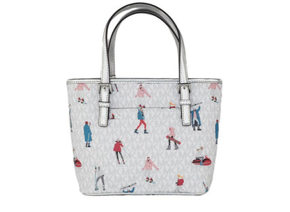 Michael Kors Jet Set Girls Print Signature PVC XS Carryall Top Zip Tote (Bright Women's multi)