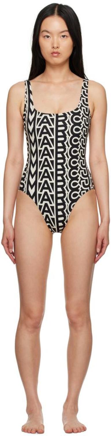 Black & Beige 'The Monogram One-Piece Swimsuit' Swimsuit