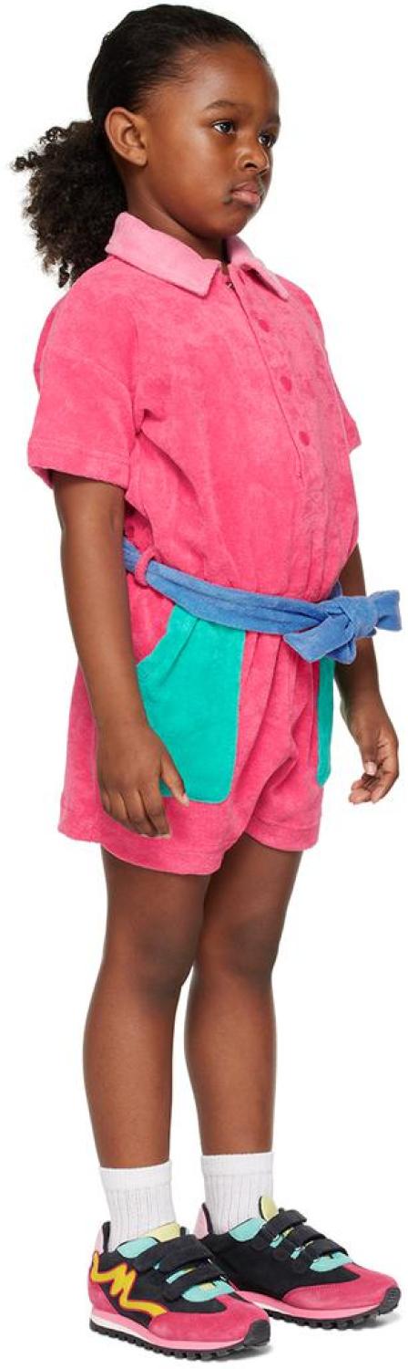 Kids Pink Belted Romper