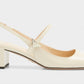 Women Mary Jane Avorio Patent Leather Slingback Pumps In Ivory