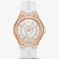Oversized Lennox Pavé Rose Gold-Tone and Silicone Watch