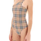 Burberry check one-shoulder one-piece swimsuit