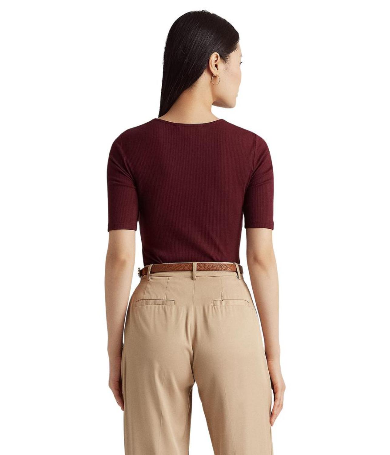 Twist-Front Rib-Knit Cotton-Blend Tee