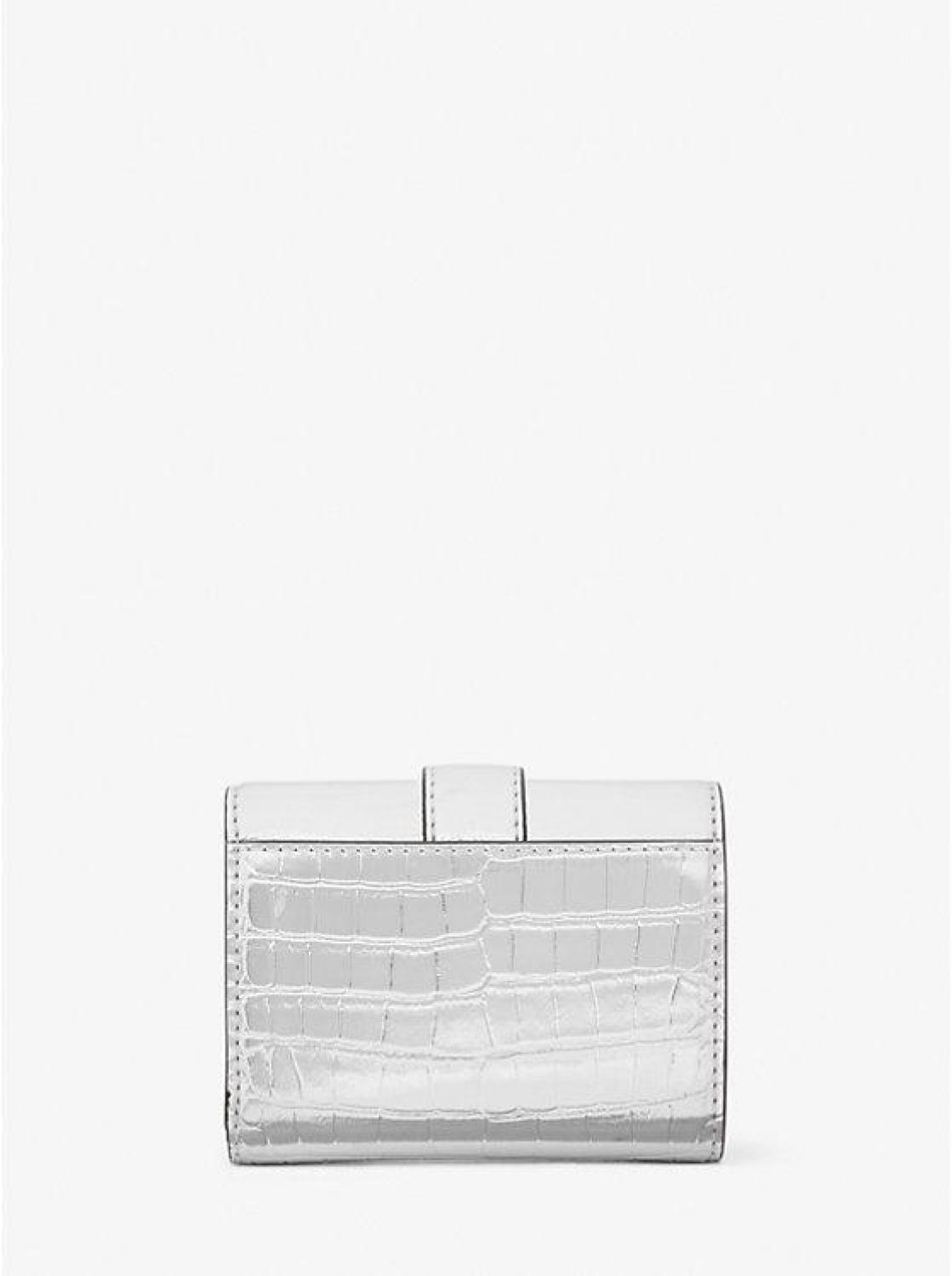 Carmen Medium Metallic Crocodile Embossed Tri-Fold Envelope Wallet