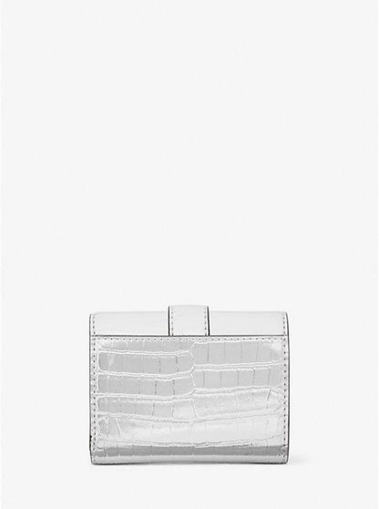 Carmen Medium Metallic Crocodile Embossed Tri-Fold Envelope Wallet
