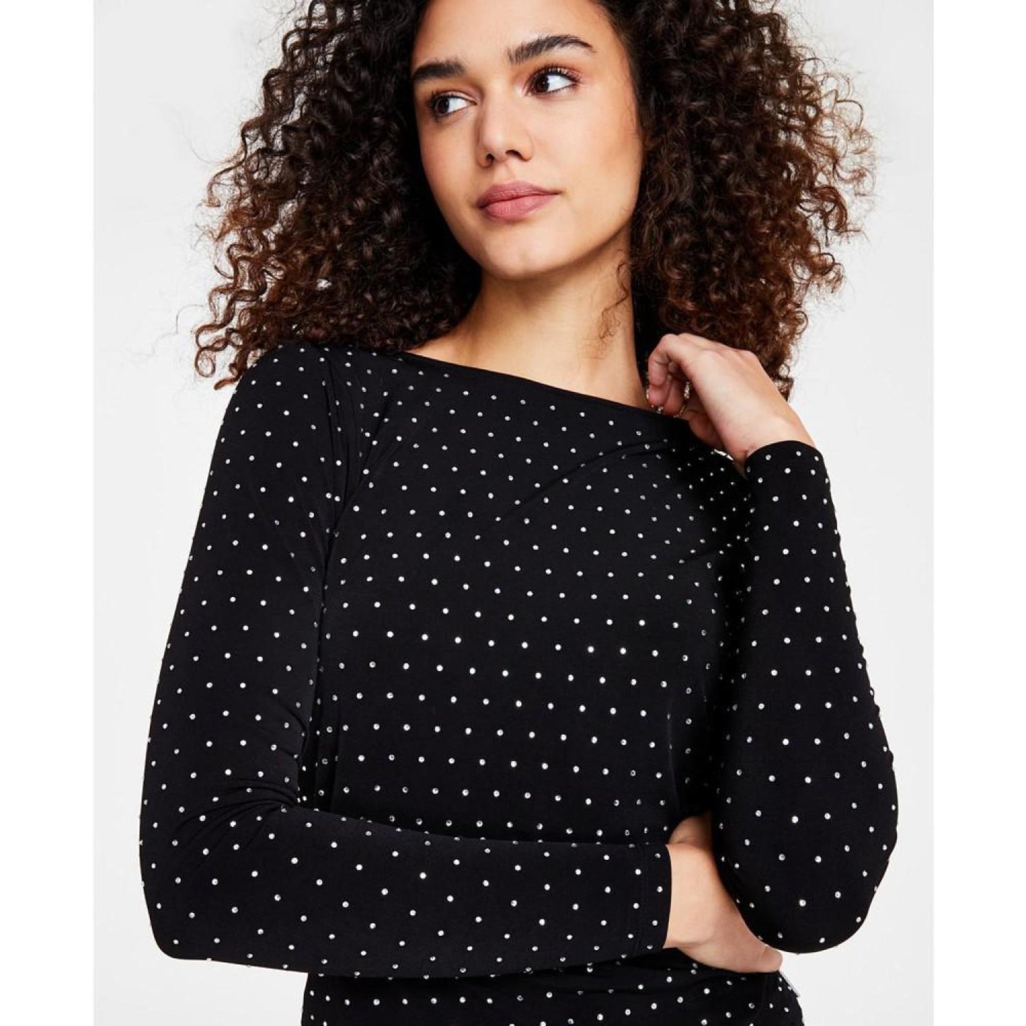 Women's Cowl-Back Rhinestone Top