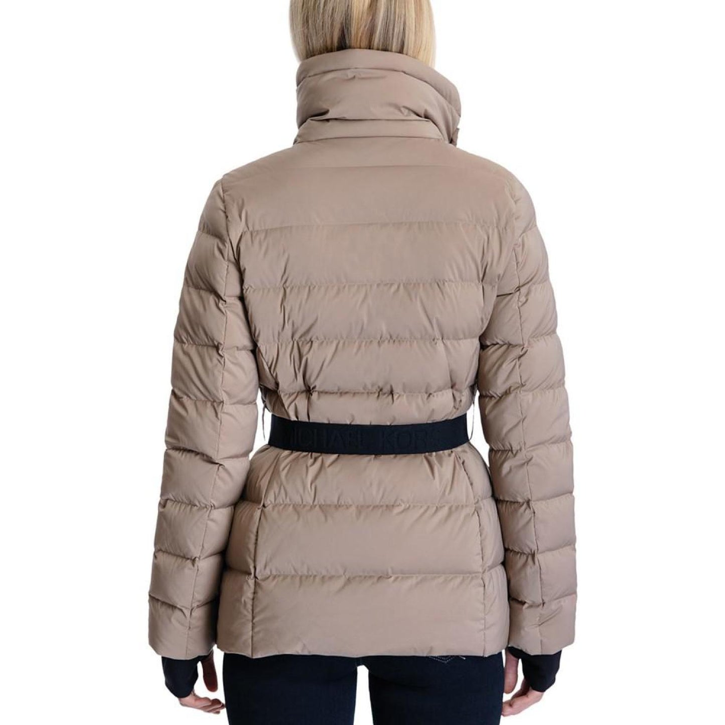 Women's Stretch Asymmetrical Belted Packable Down Puffer Coat