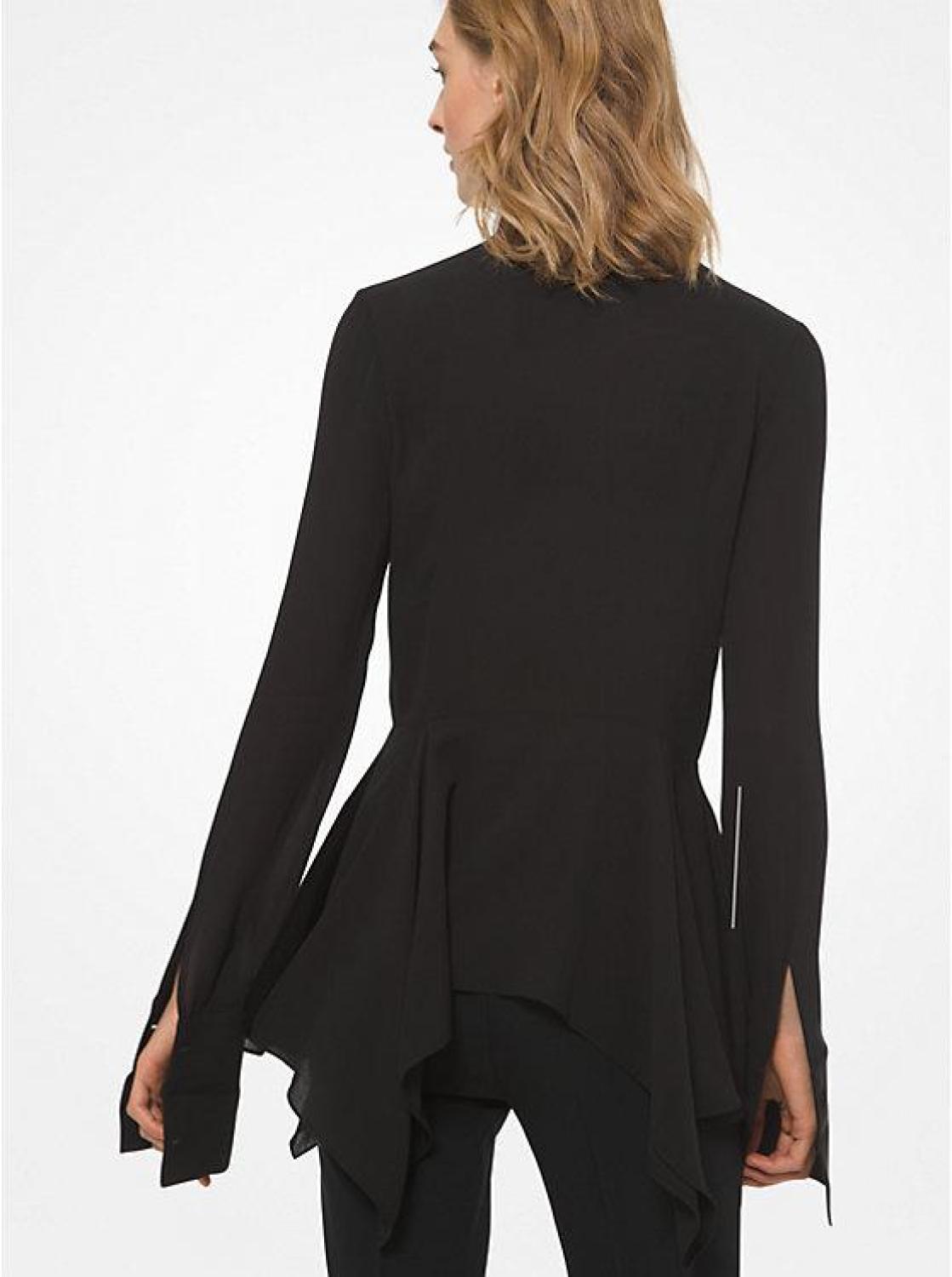 Silk Georgette Asymmetric Peplum Blouse