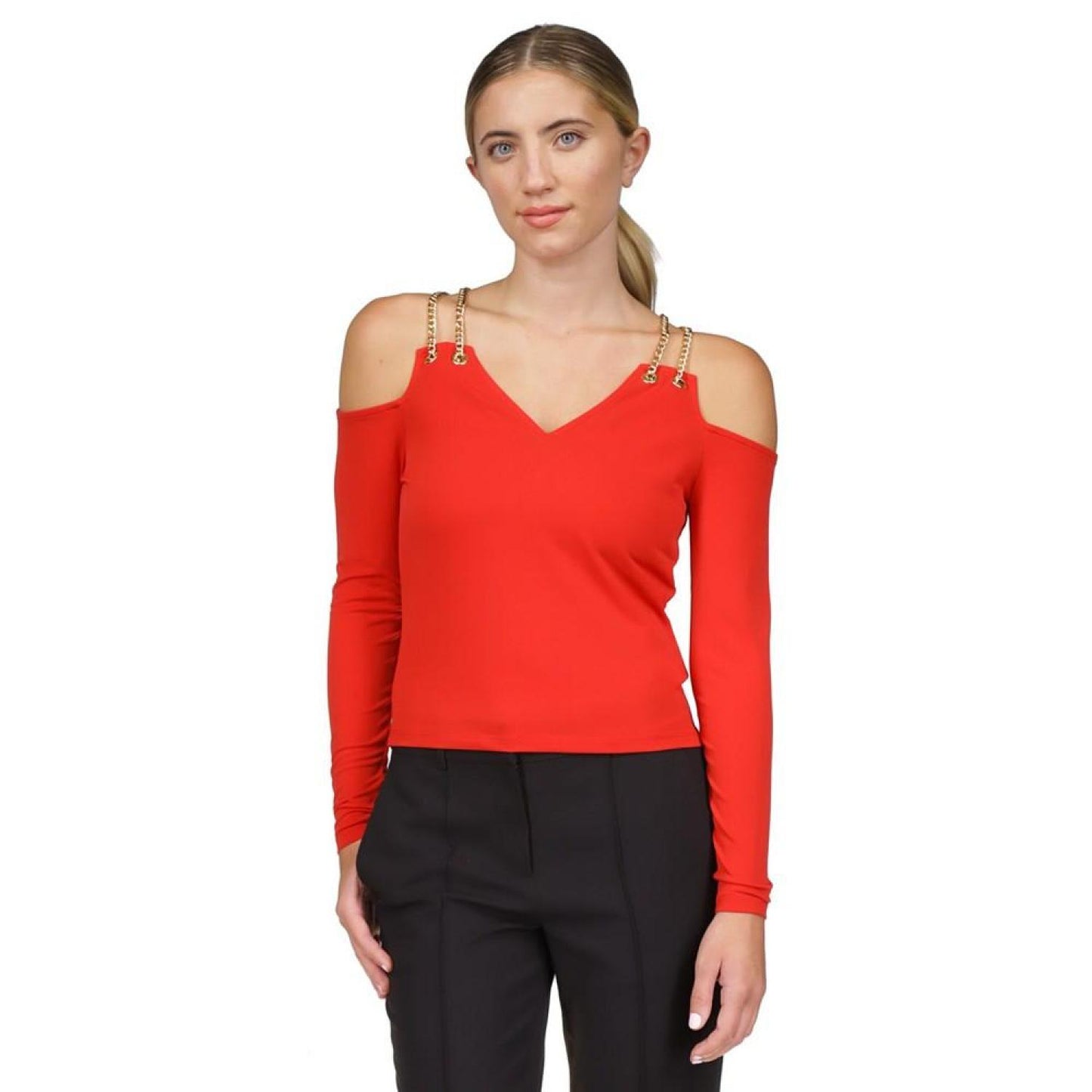 Women's Chain Cold-Shoulder Top, Regular & Petite