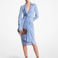 Striped Organic Silk Crepe De Chine Gathered Shirtdress