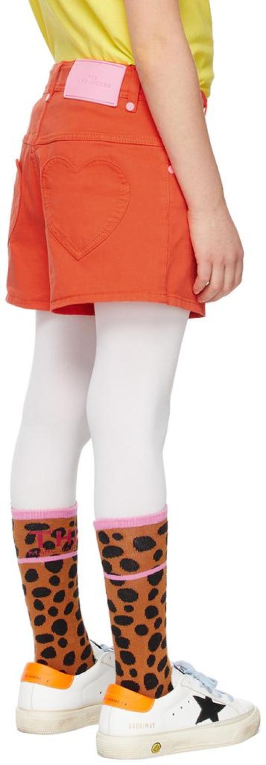 Kids Orange Hearts Shorts