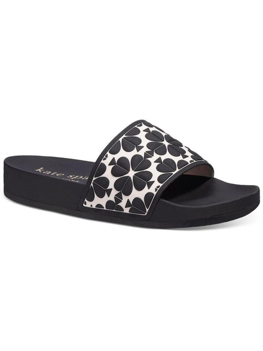 Olympia Womens Embossed Open Toe Slide Sandals