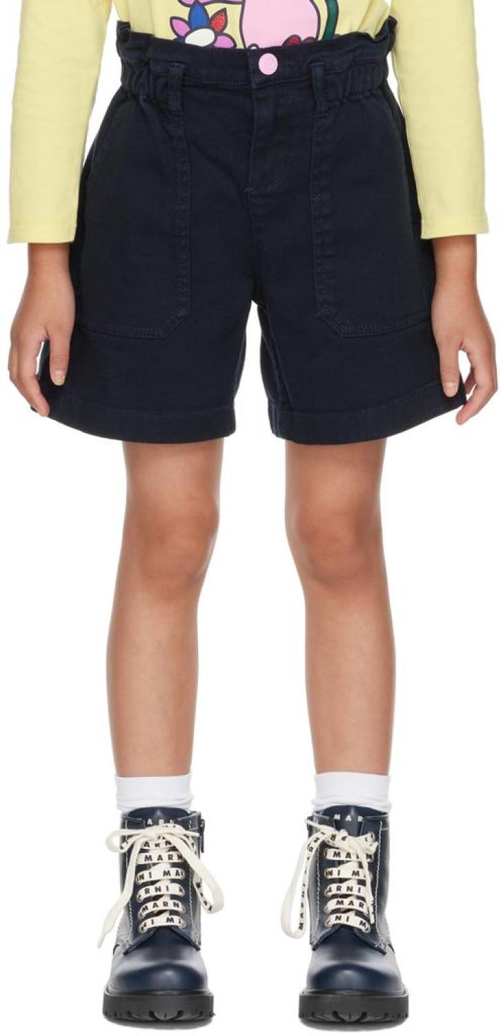 Kids Navy Patch Denim Shorts