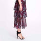 Floral Chiffon Tiered Dress In Multicolor