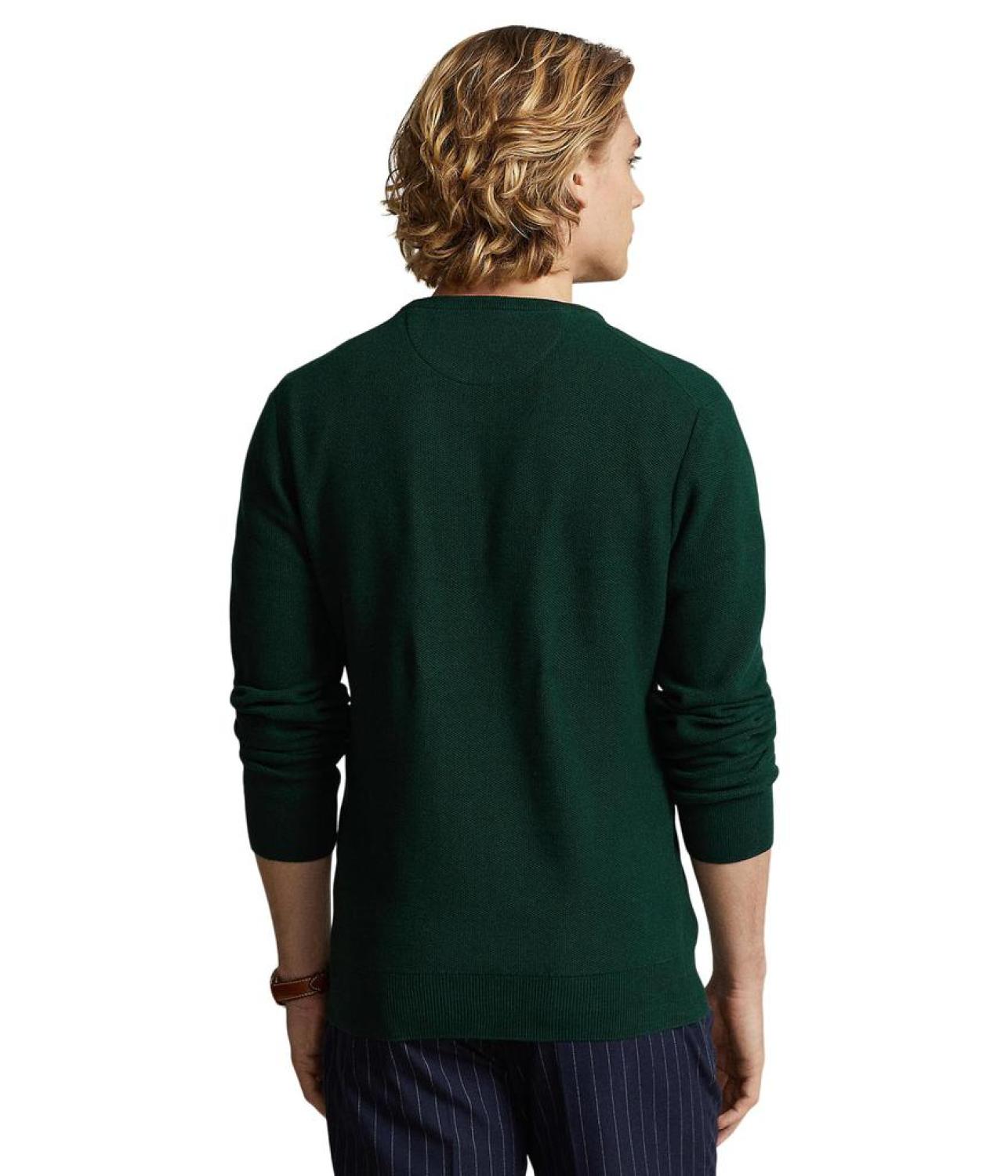 Textured Cotton Crew Neck Sweater