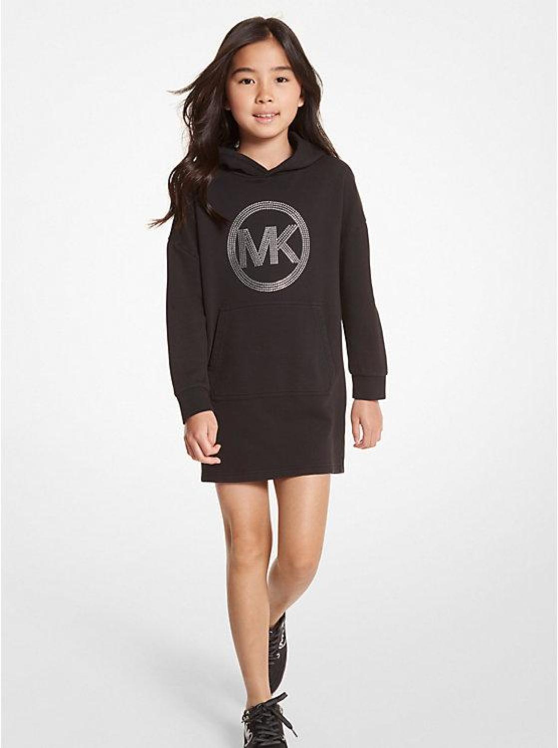 Embellished Logo Cotton Hoodie Dress