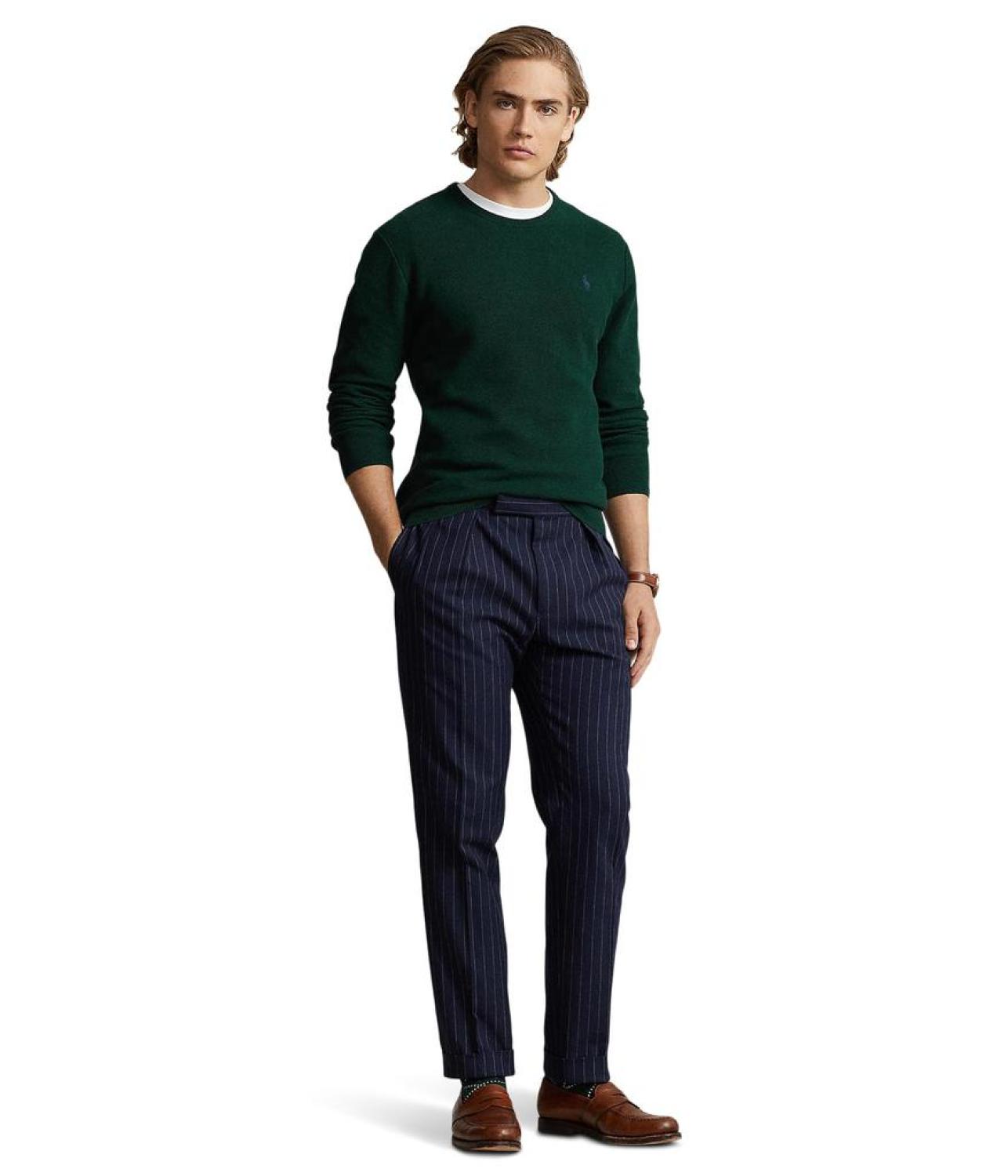 Textured Cotton Crew Neck Sweater