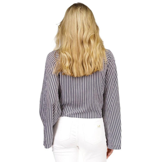 Women's Striped Button-Front Tie-Hem Top
