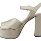Prada Nappa Leather Sandals Ankle Strap Heels Women's Shoes