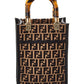 FENDI Sunshine Mini Raffia & Leather Tote