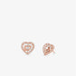 Precious Metal-Plated Sterling Silver Pavé Heart Stud Earrings