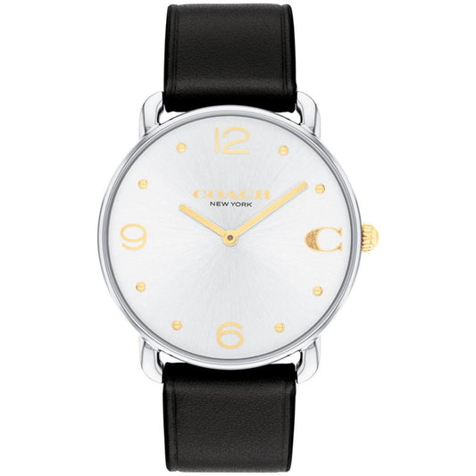 Unisex Three Hand Quartz Black Leather Strap Watch 36mm