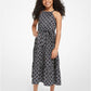 Empire Logo Print Woven Belted Dress