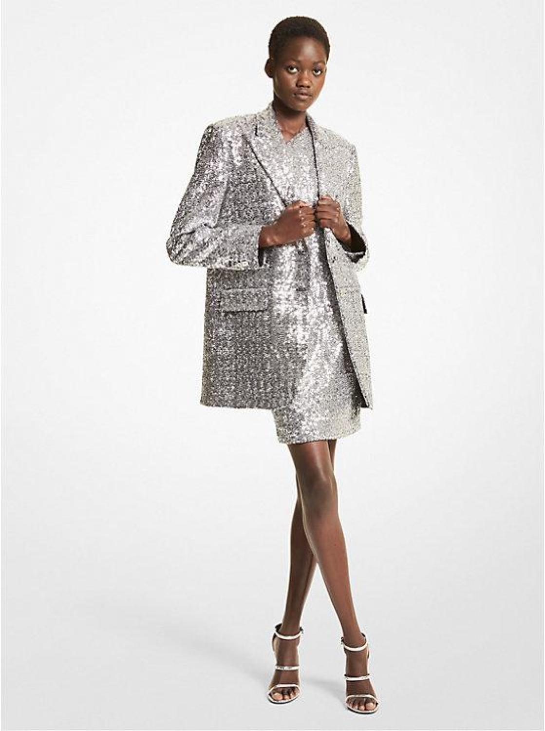 Sequined Double Crepe Sablé Boyfriend Blazer