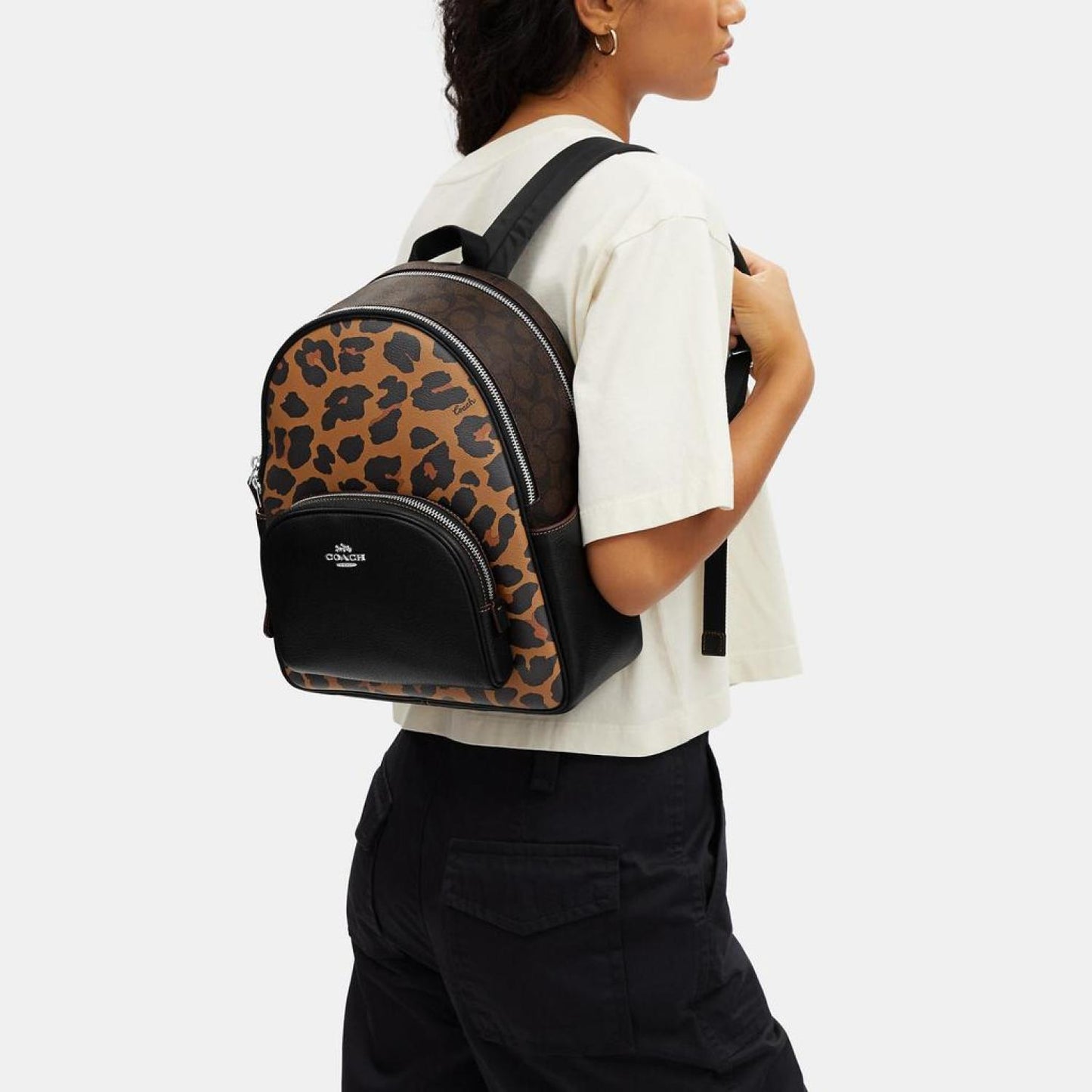 coach charlie backpack leopard Coach Outlet Court Backpack With Signature Canvas And Leopard Print