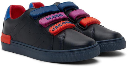 Kids Black Rubber Strap Sneakers