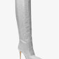 Rue Embellished Glitter Chain-Mesh Knee Boot