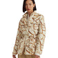 Belting-Print Diamond-Quilted Down Coat