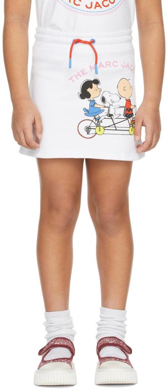 Kids White Peanuts Edition French Terry Skirt