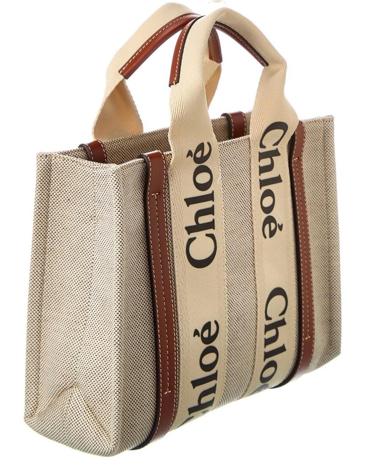 Chloé Woody Small Canvas & Leather Tote
