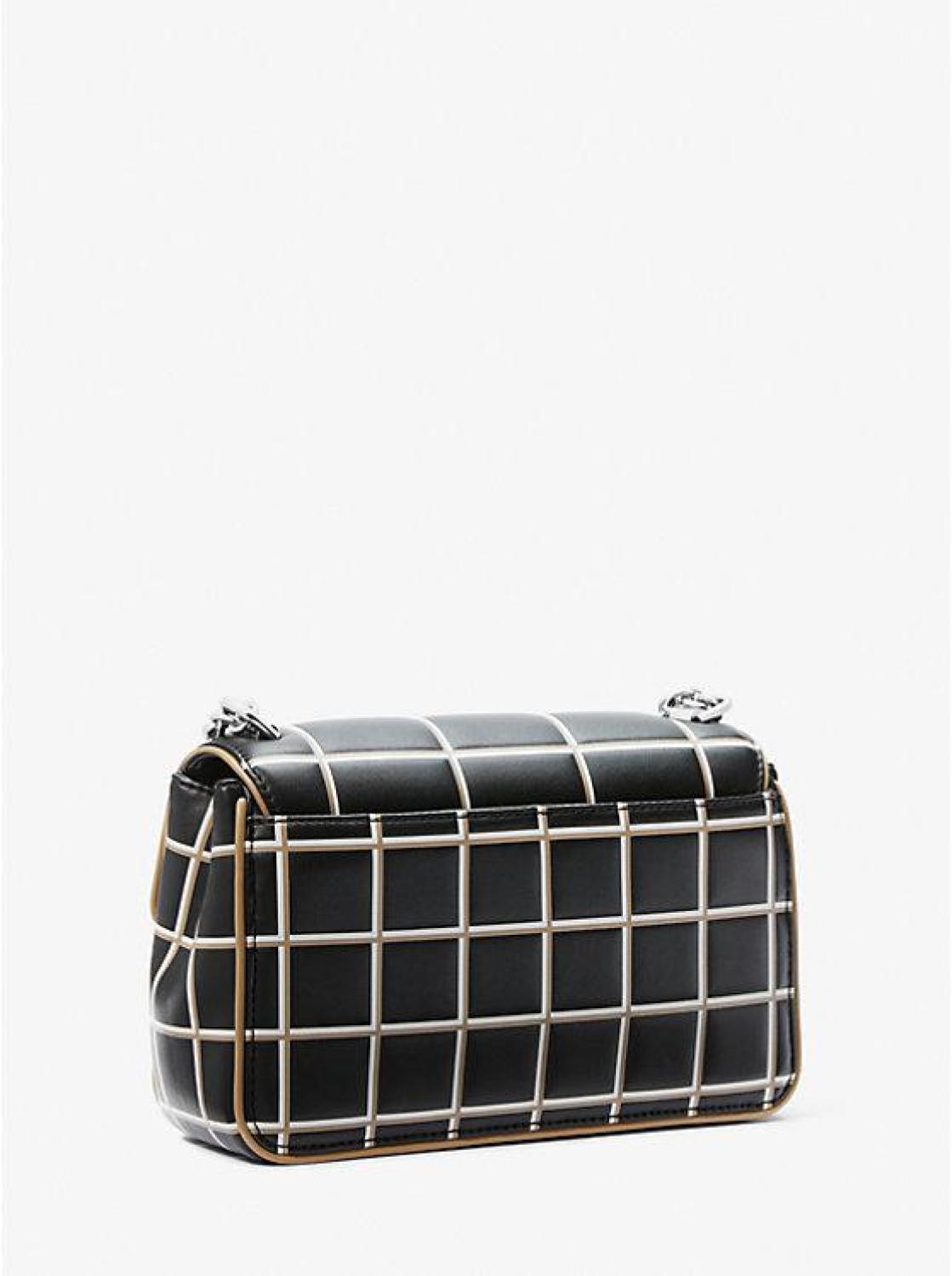 Soho Large Contrast Trim Quilted Faux Leather Shoulder Bag