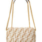 FENDI Baguette Midi FF Raffia & Leather Shoulder Bag