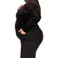 Plus Size Velvet Cutout Long Sleeve Top