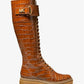 Stark Crocodile Embossed Leather Combat Boot