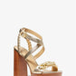 Kailey Embellished Metallic Faux Leather Platform Sandal