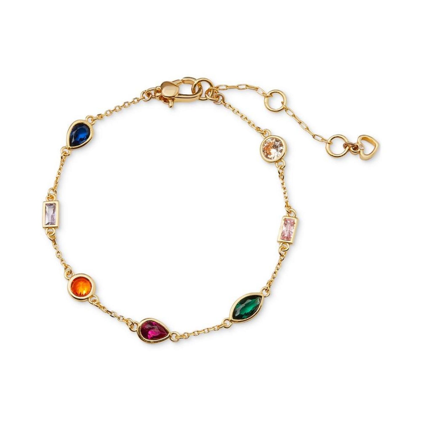 Gold-Tone Multicolor Crystal Delicate Link Bracelet