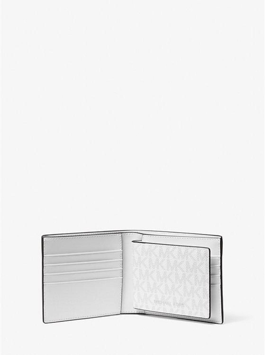 Logo and Faux Leather Stripe Wallet With Passcase Gift Set