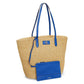 Brie Leather-Trim Straw Medium Tote Bag