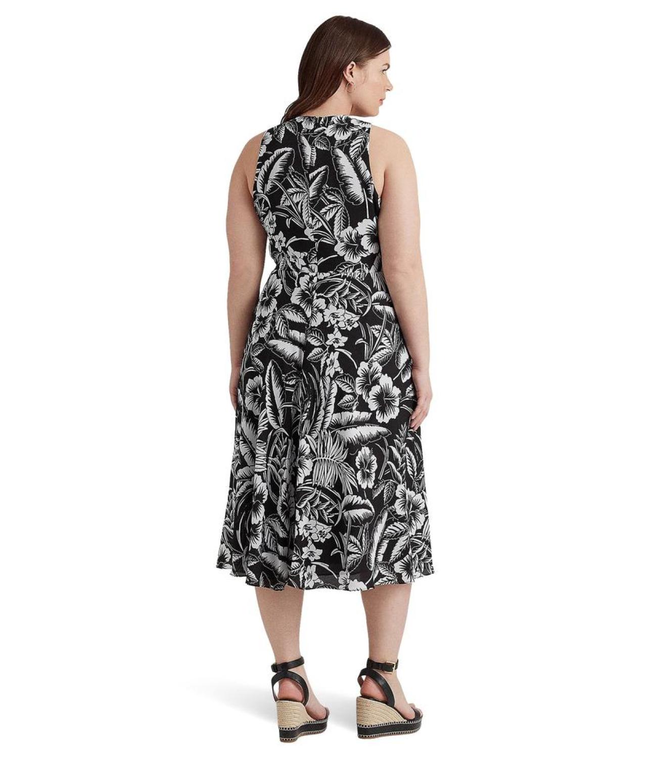 Plus Size Floral Georgette Halter Dress