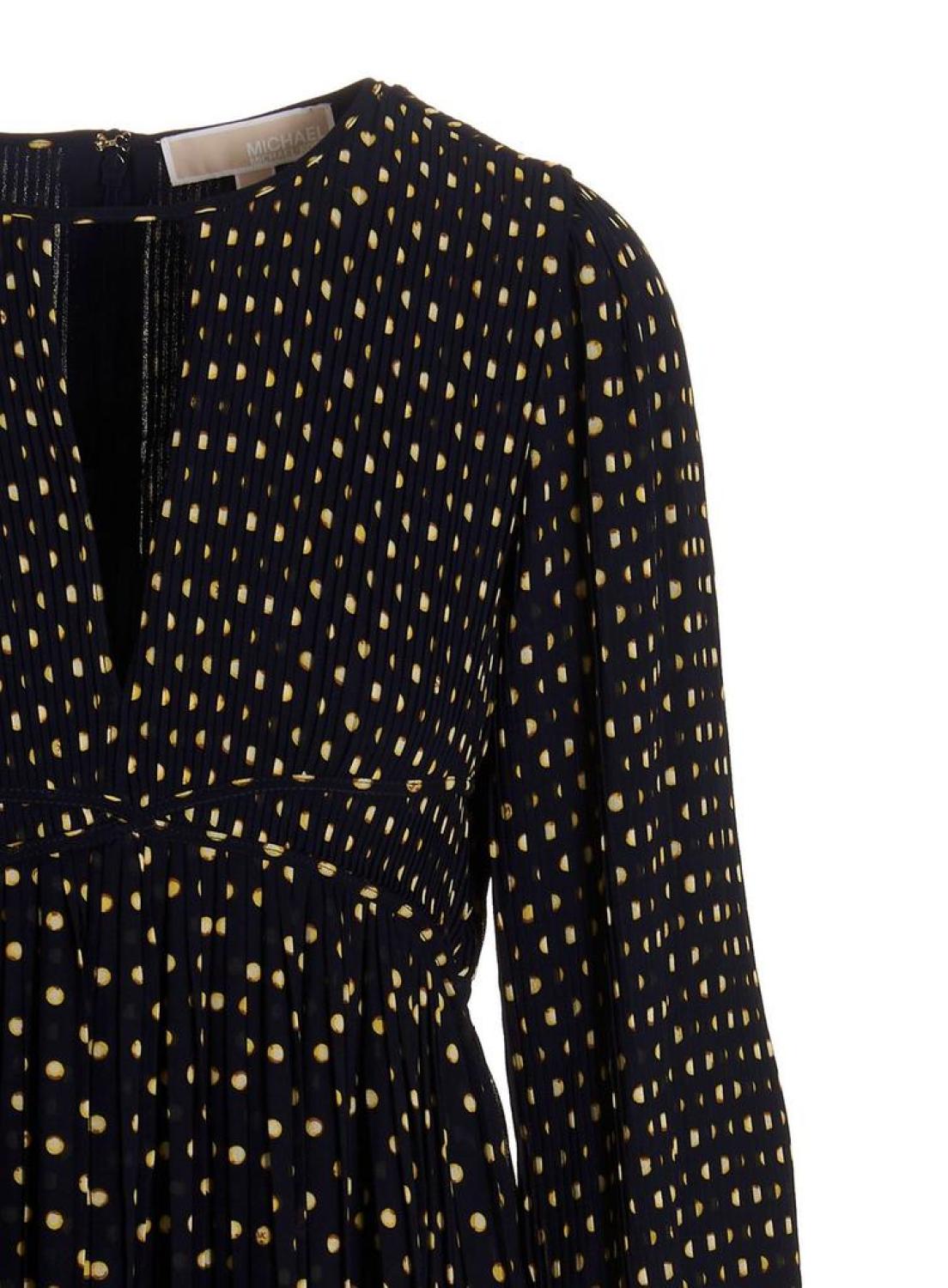 Michael Michael Kors Polka Dot Printed Long Sleeved Dress