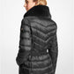 Faux Fur Trim Quilted Nylon Packable Puffer Jacket