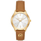 Women's Slim Runway Three-Hand Luggage Leather Watch 38mm
