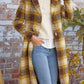 Longline Plaid Coat In Yellow Plaid